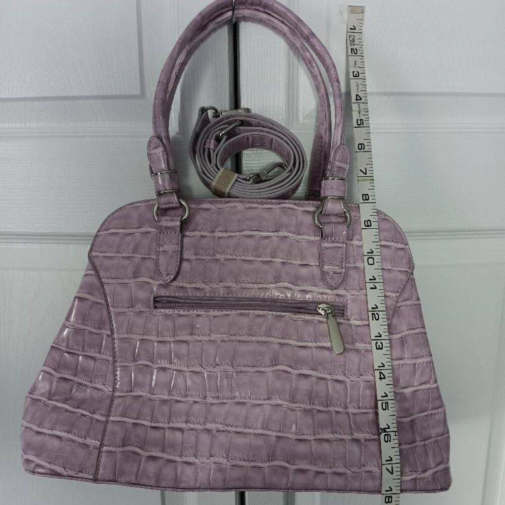 Purple Leather crocodile-embossed Handbag